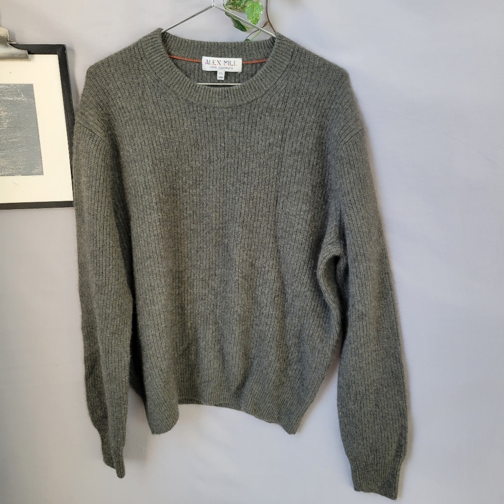 Alex Mill Jordan Washed Cashmere Pullover Sweater Heather‎ Olive XXL